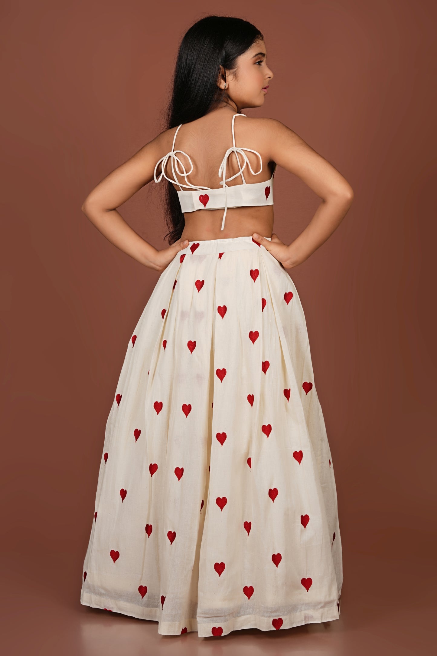 Adorable Embroidered Heart Lehenga Dupatta Set