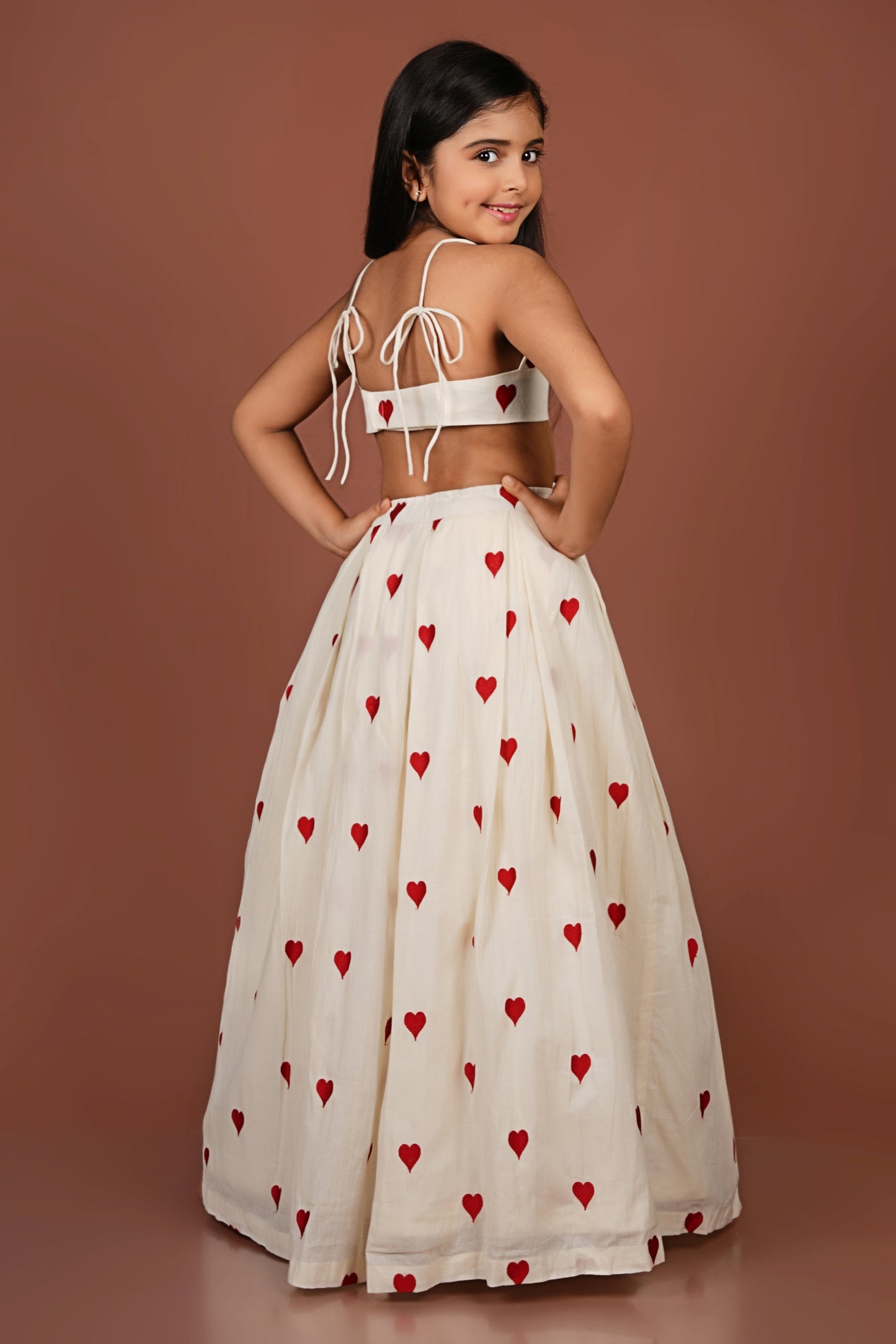 Adorable Embroidered Heart Lehenga Dupatta Set