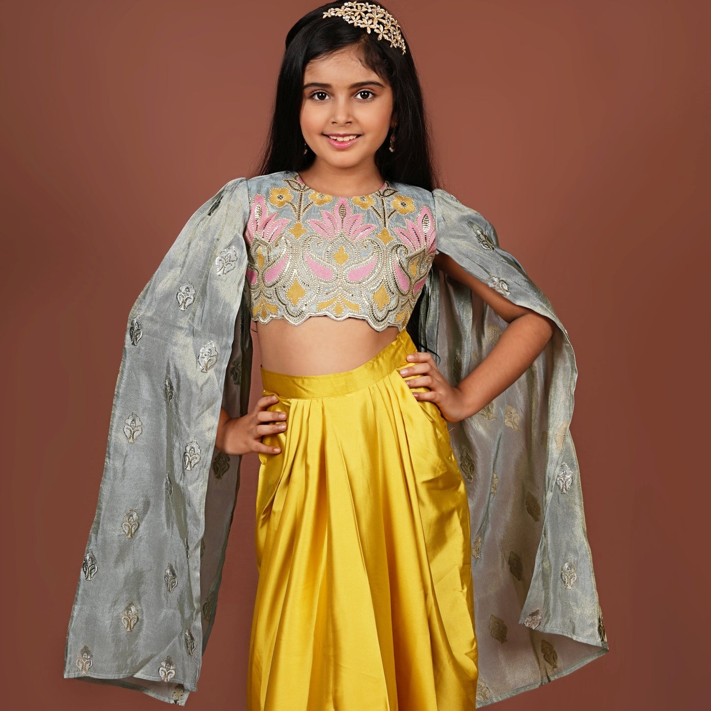 Twinkle Twirl Dhoti Set with Dazzling Ensemble Top