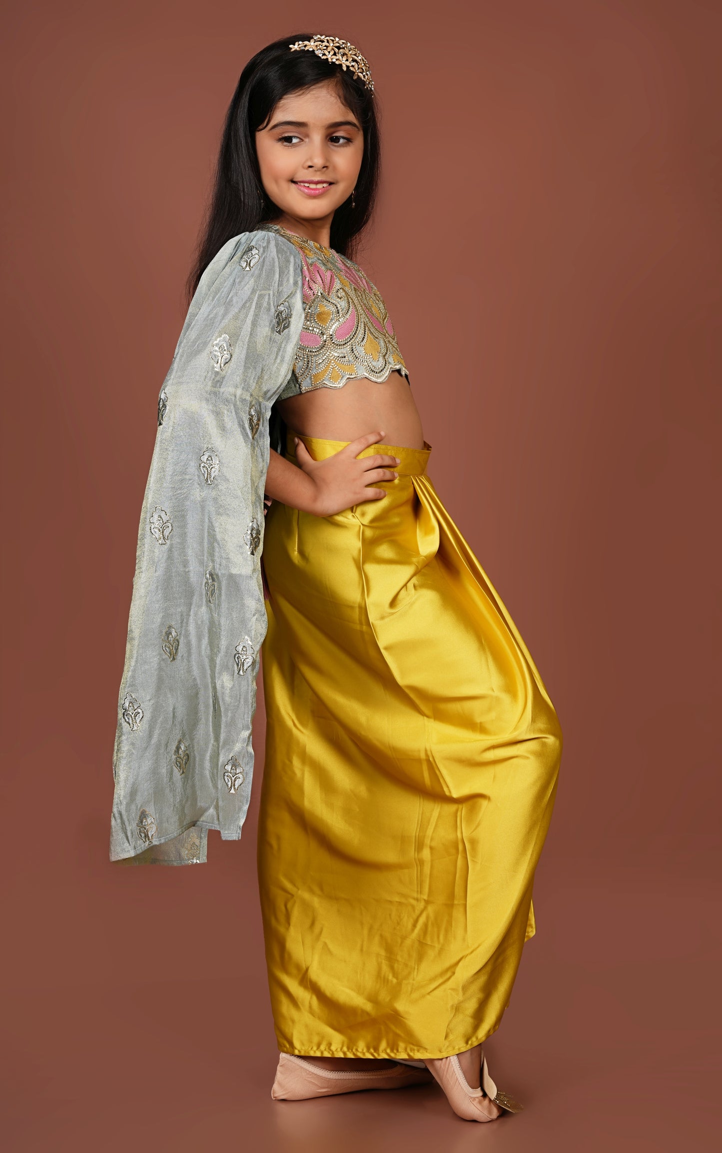 Twinkle Twirl Dhoti Set with Dazzling Ensemble Top