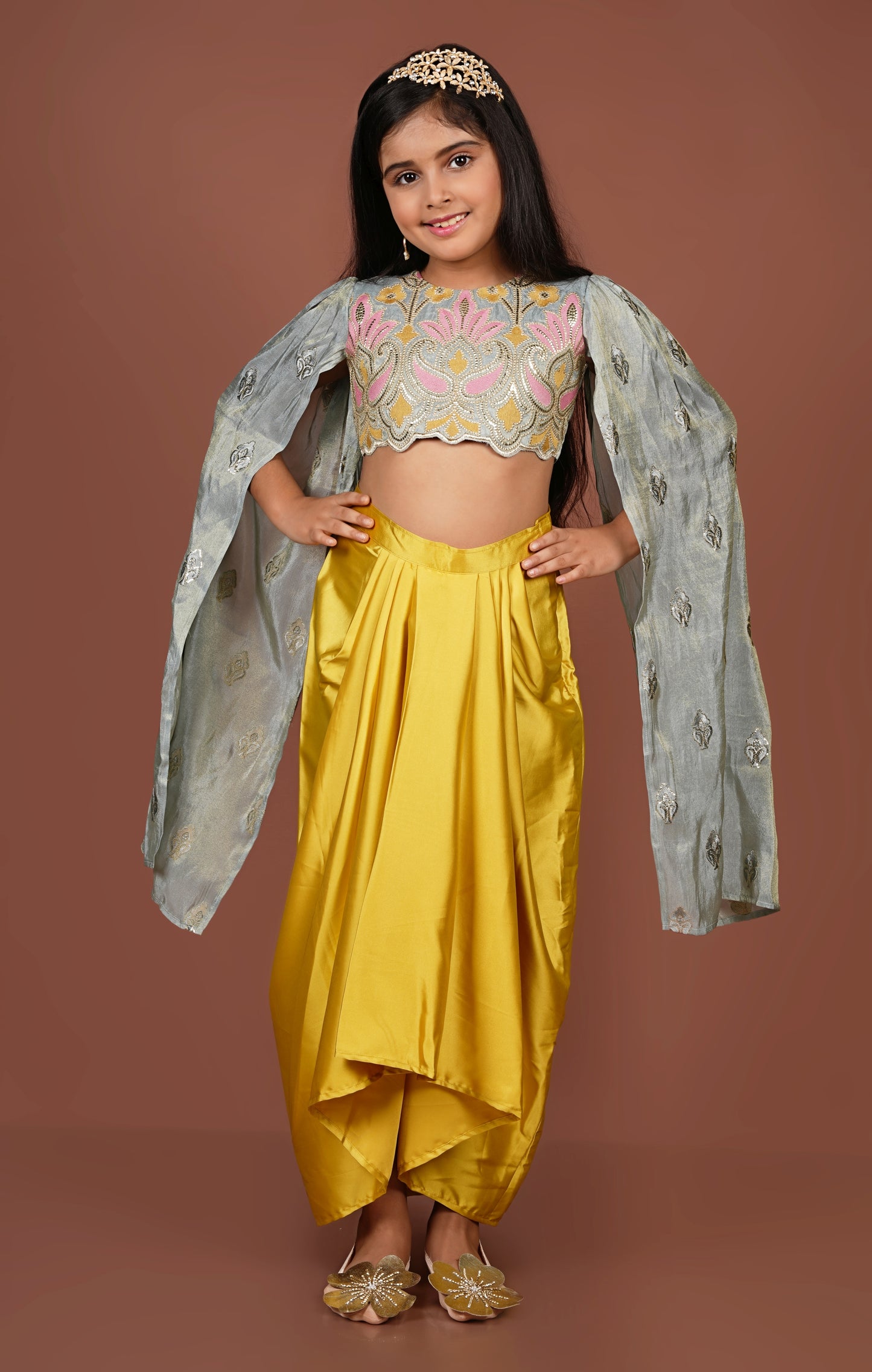 Twinkle Twirl Dhoti Set with Dazzling Ensemble Top