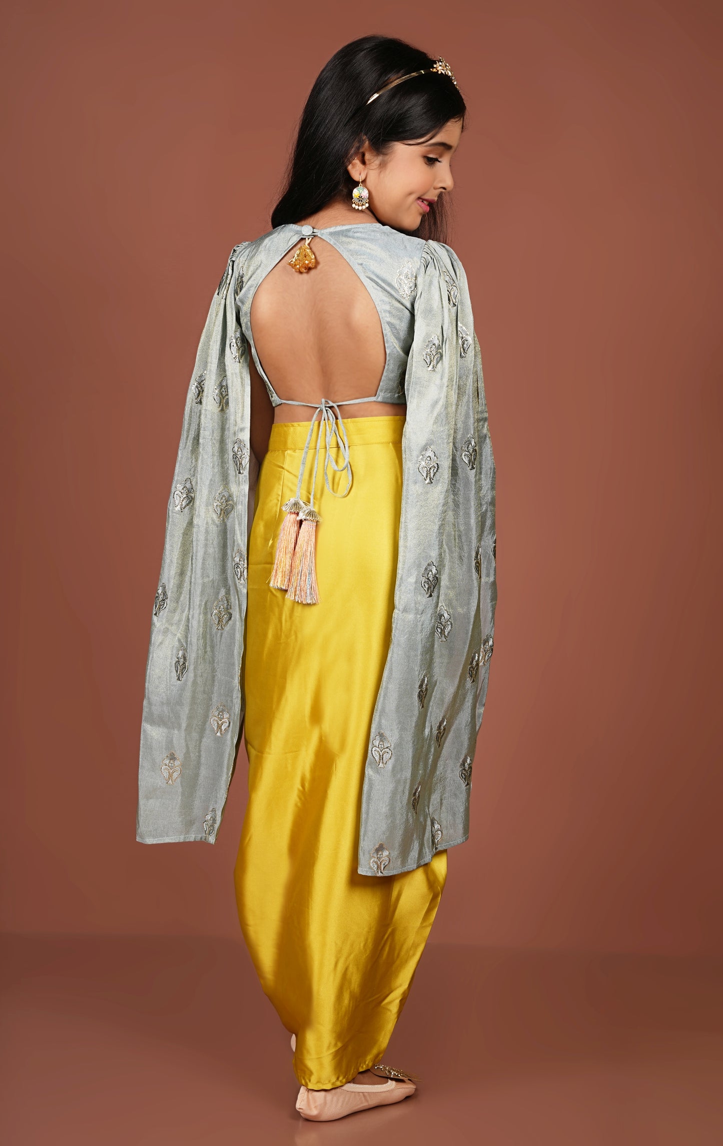 Twinkle Twirl Dhoti Set with Dazzling Ensemble Top