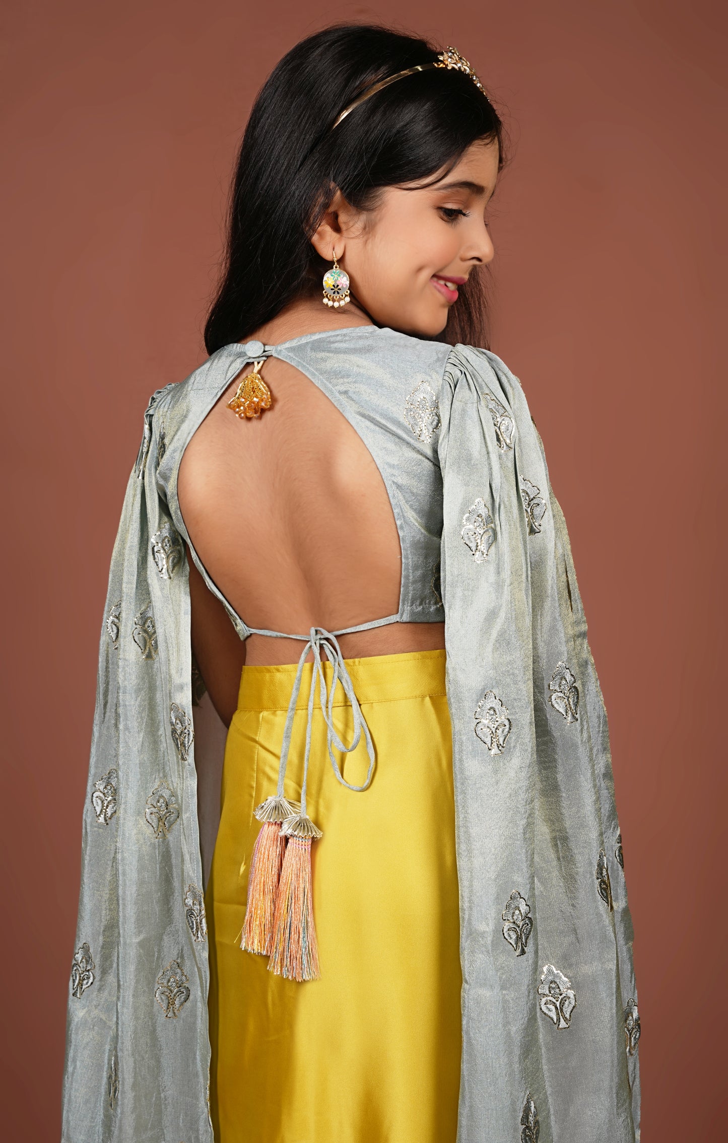 Twinkle Twirl Dhoti Set with Dazzling Ensemble Top