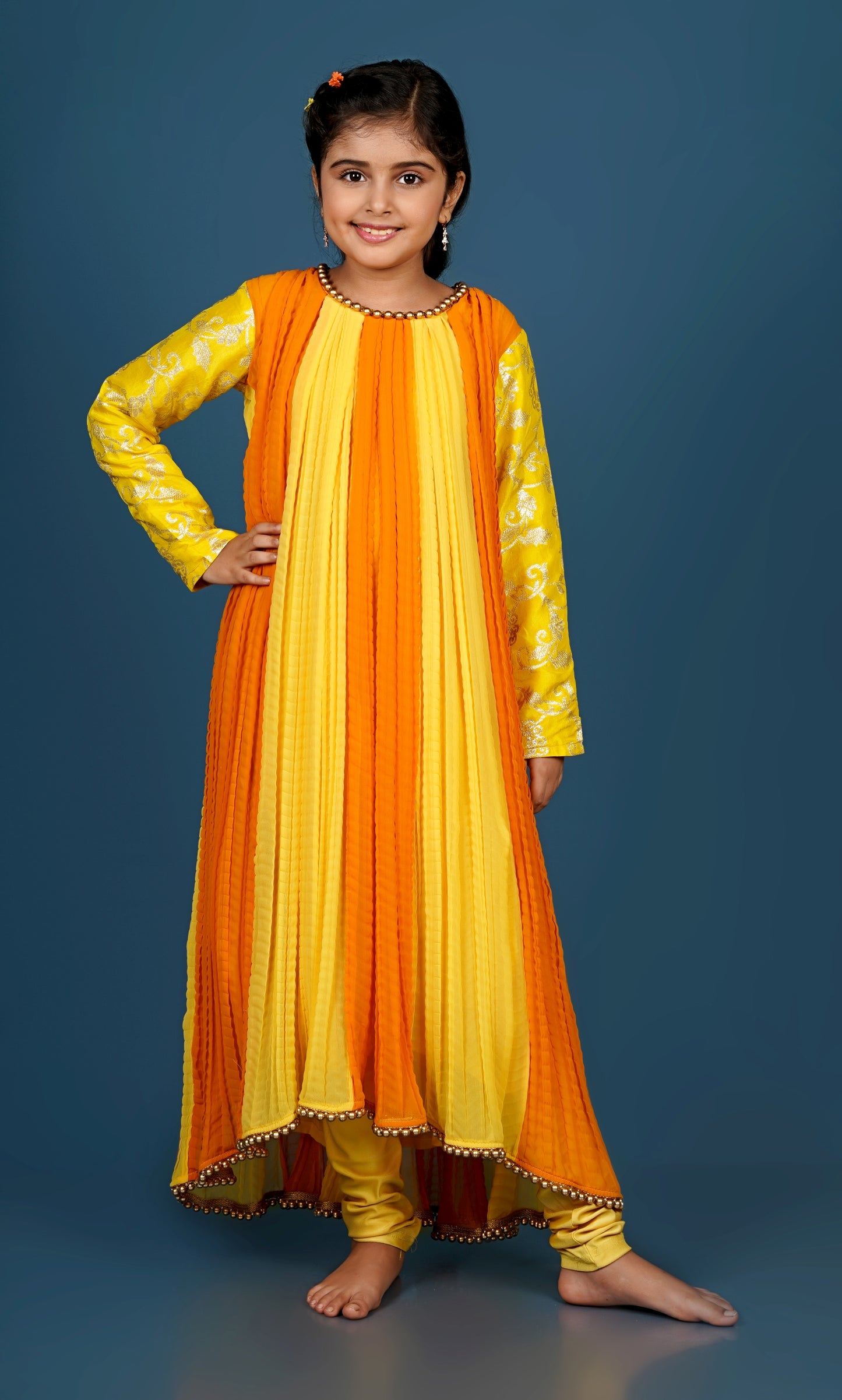 Elegant Crushed Georgette Anarkali with Pearled Hem