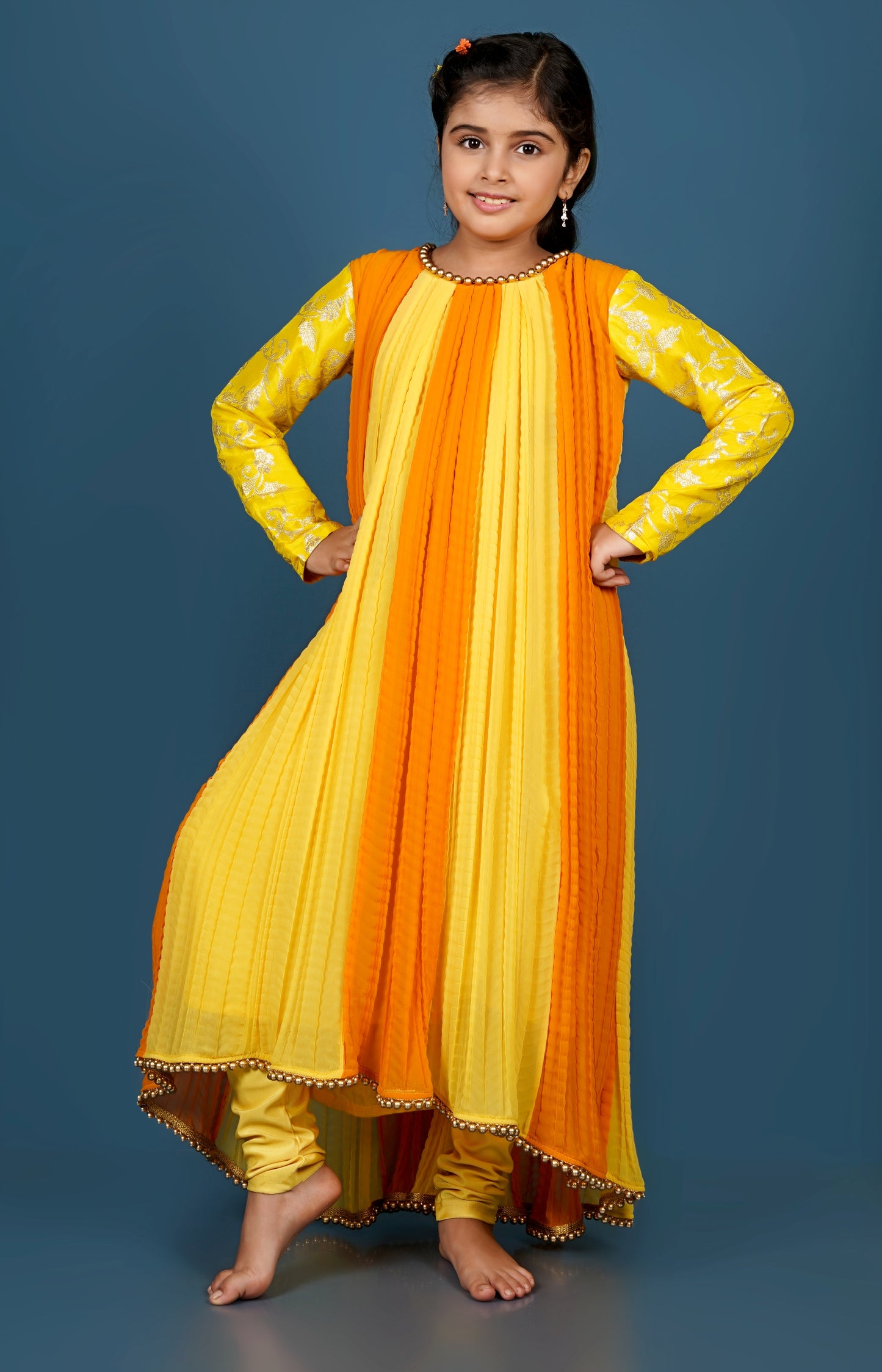 Elegant Crushed Georgette Anarkali with Pearled Hem