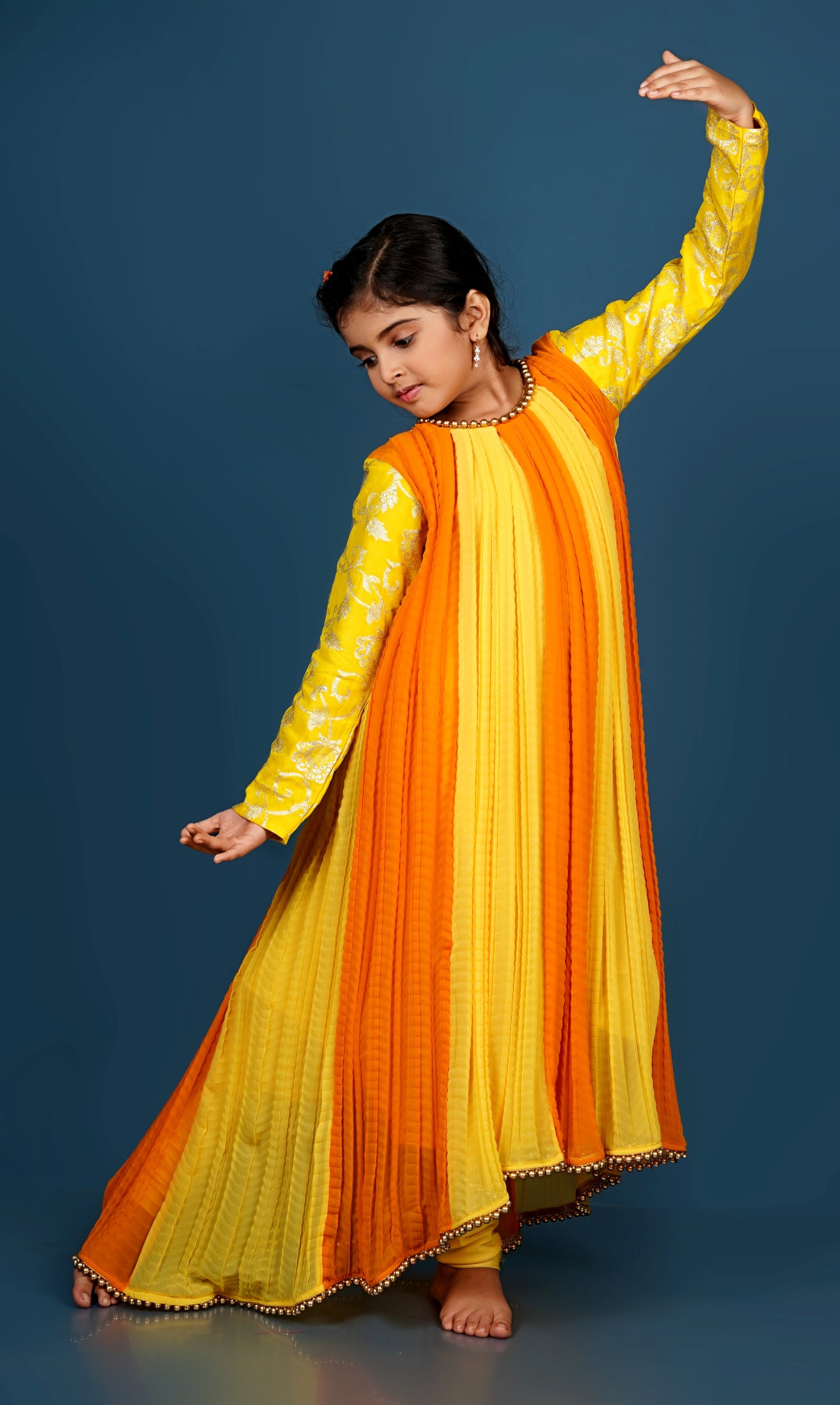 Elegant Crushed Georgette Anarkali with Pearled Hem