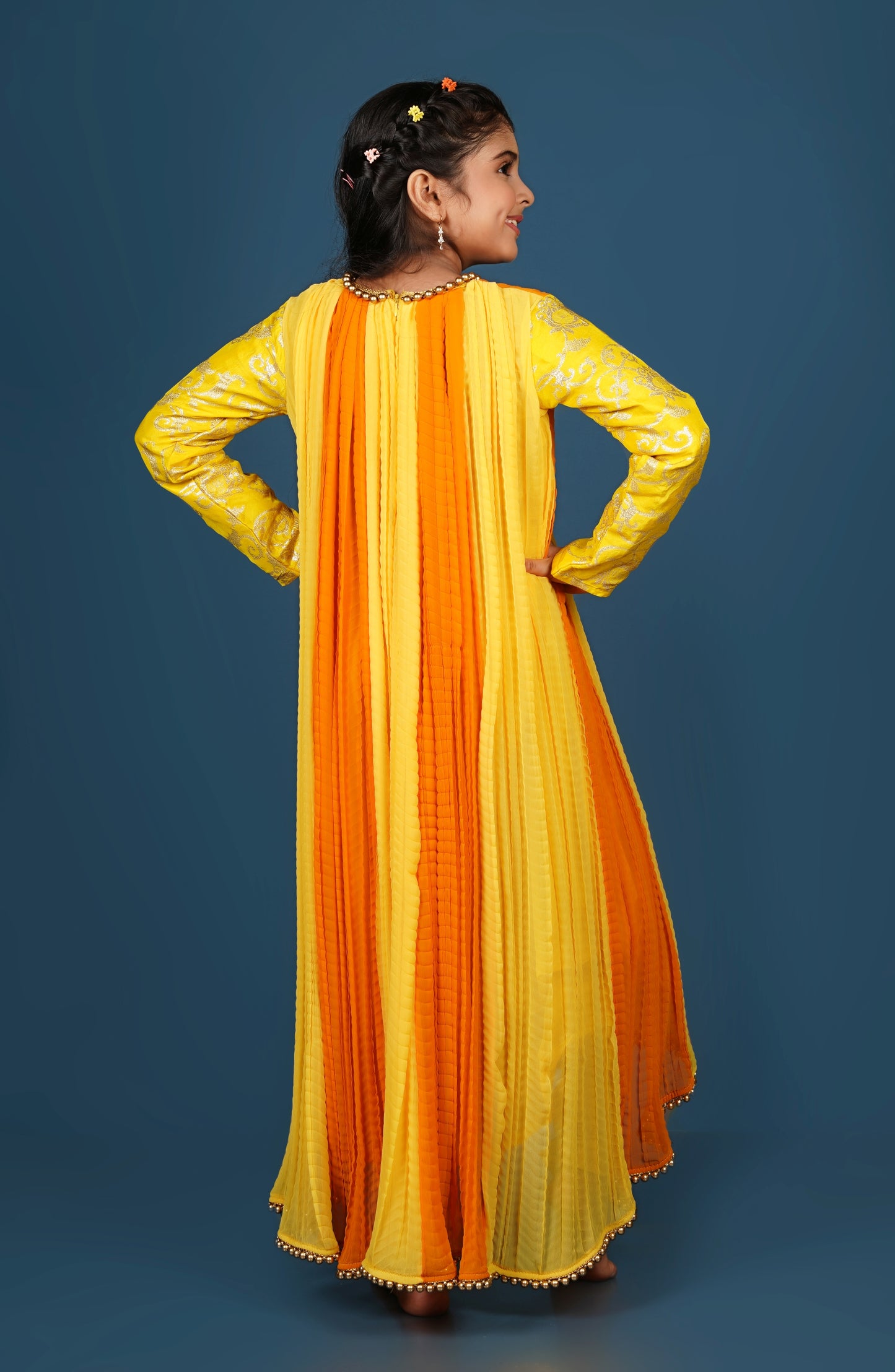 Elegant Crushed Georgette Anarkali with Pearled Hem