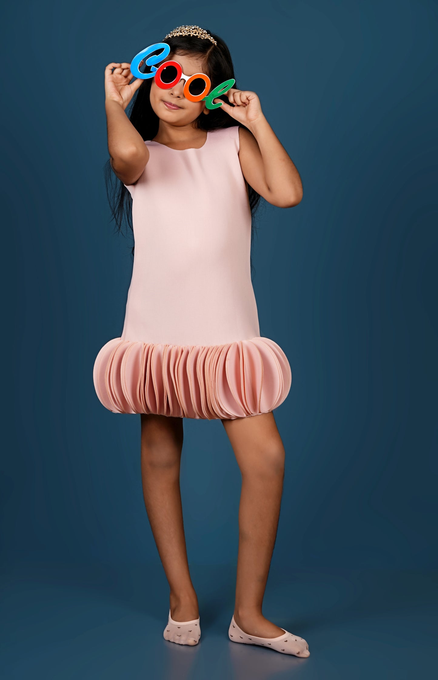 Round Neck Peach Scuba Dress