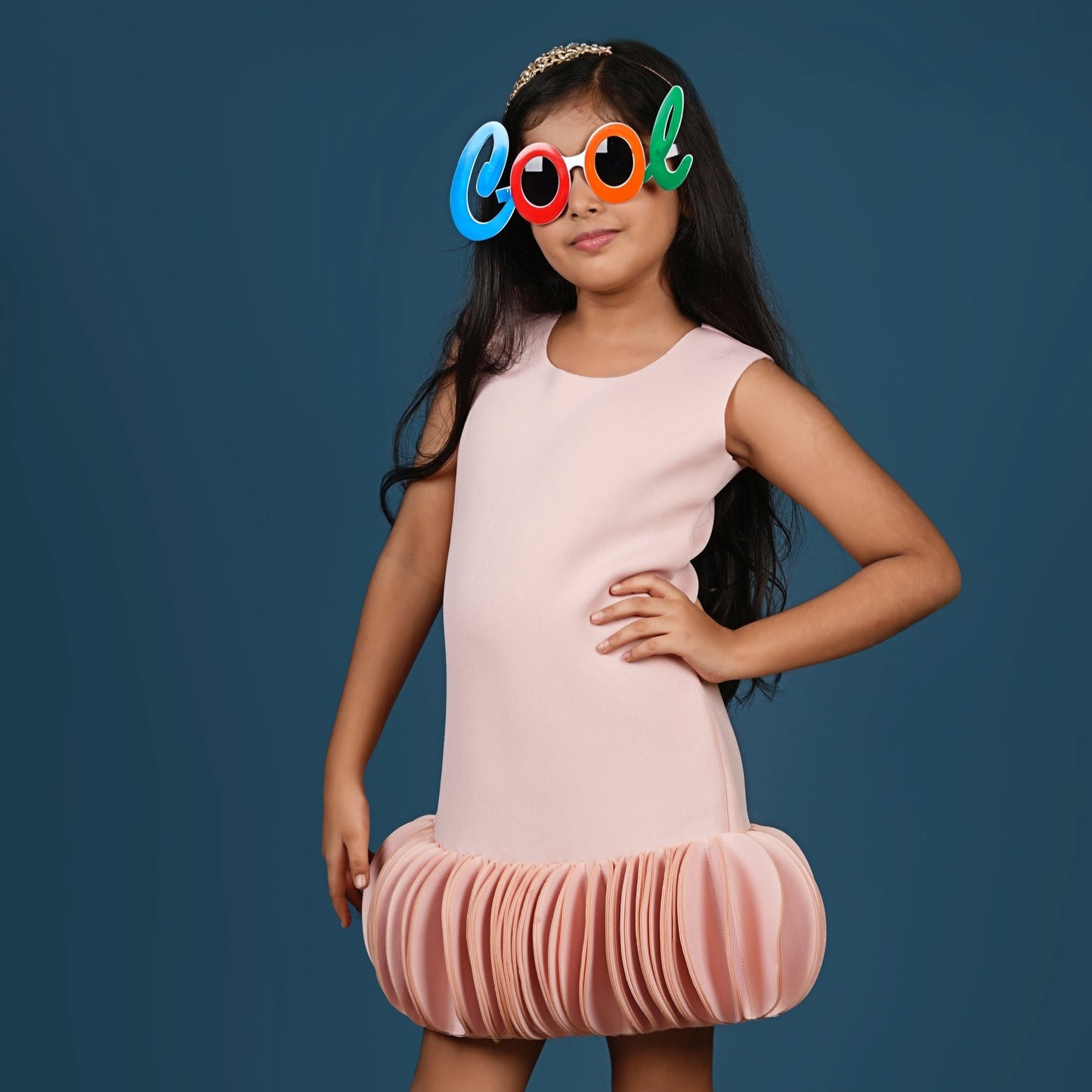 Round Neck Peach Scuba Dress