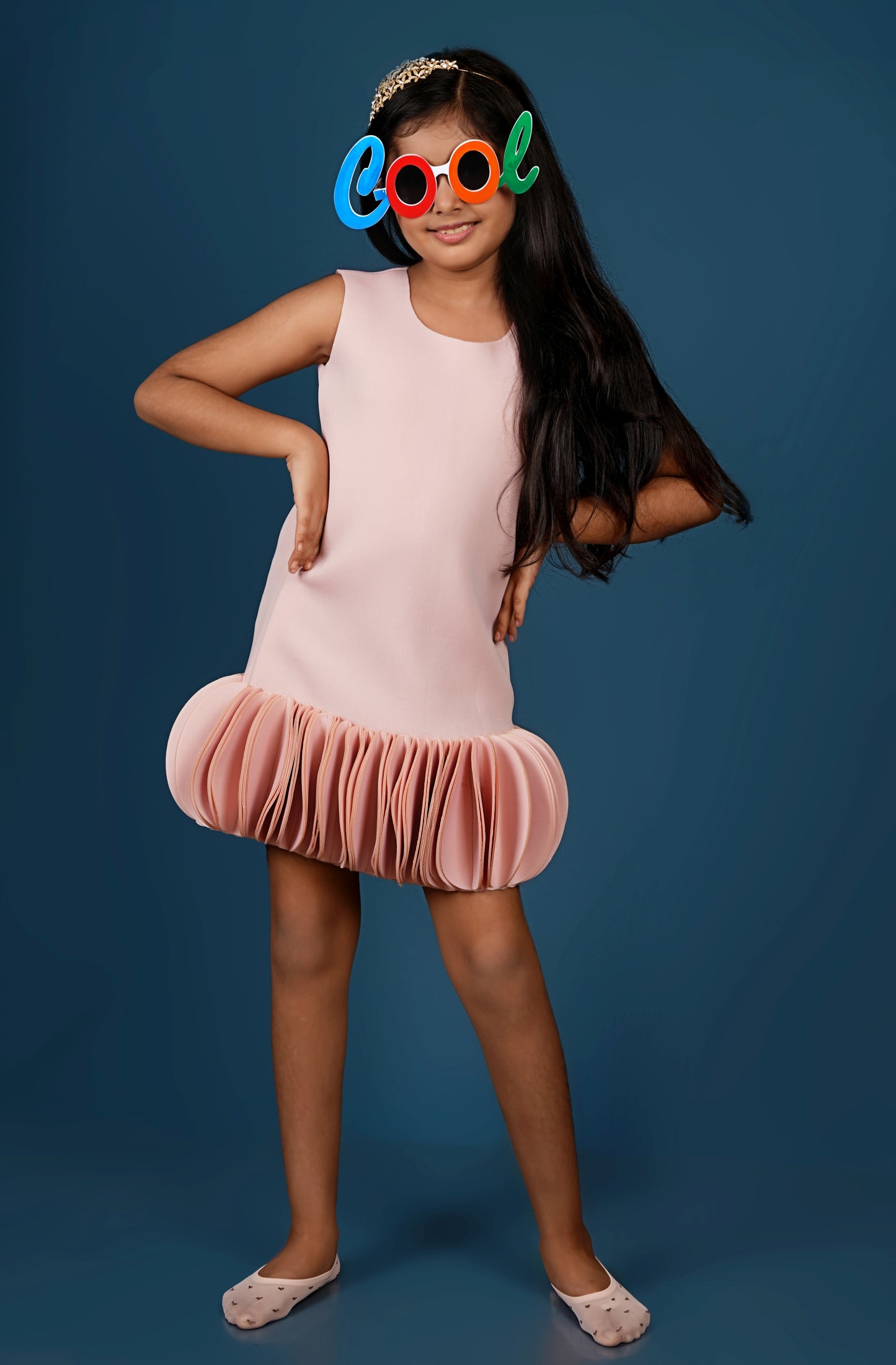 Round Neck Peach Scuba Dress