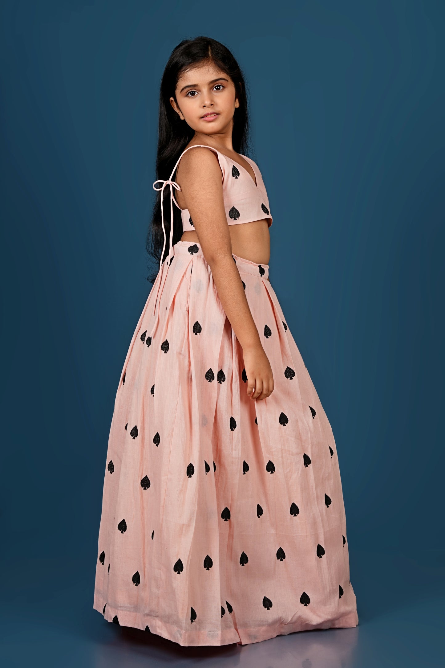 Adorable Peach Spade Embroidered Lehenga Set