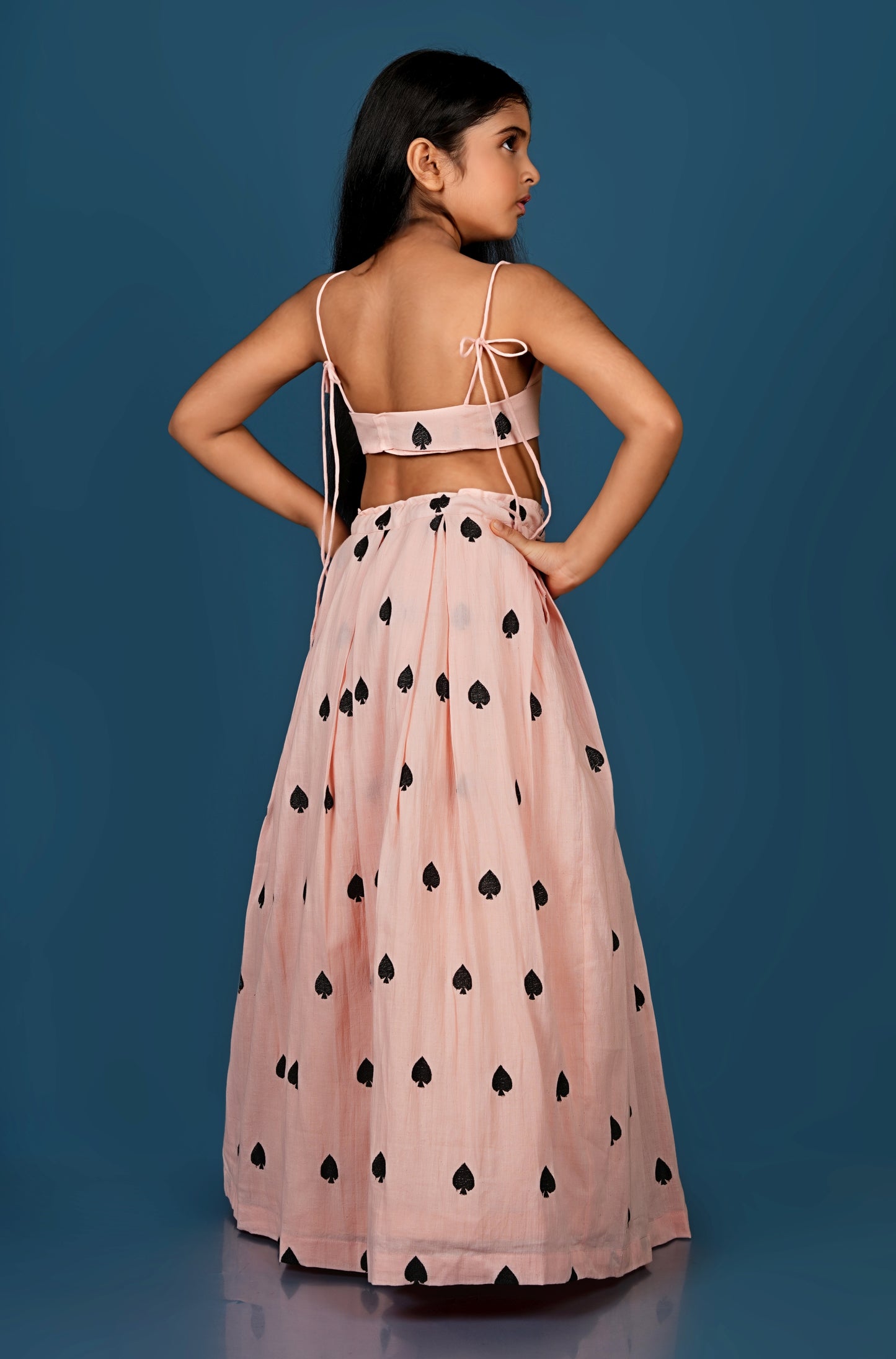 Adorable Peach Spade Embroidered Lehenga Set