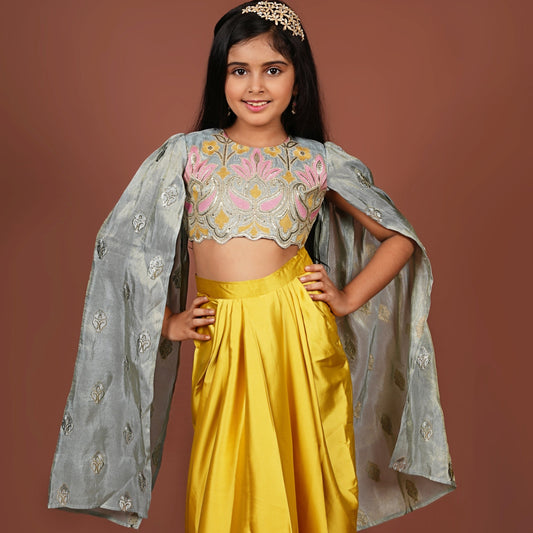 Twinkle Twirl Dhoti Set with Dazzling Ensemble Top
