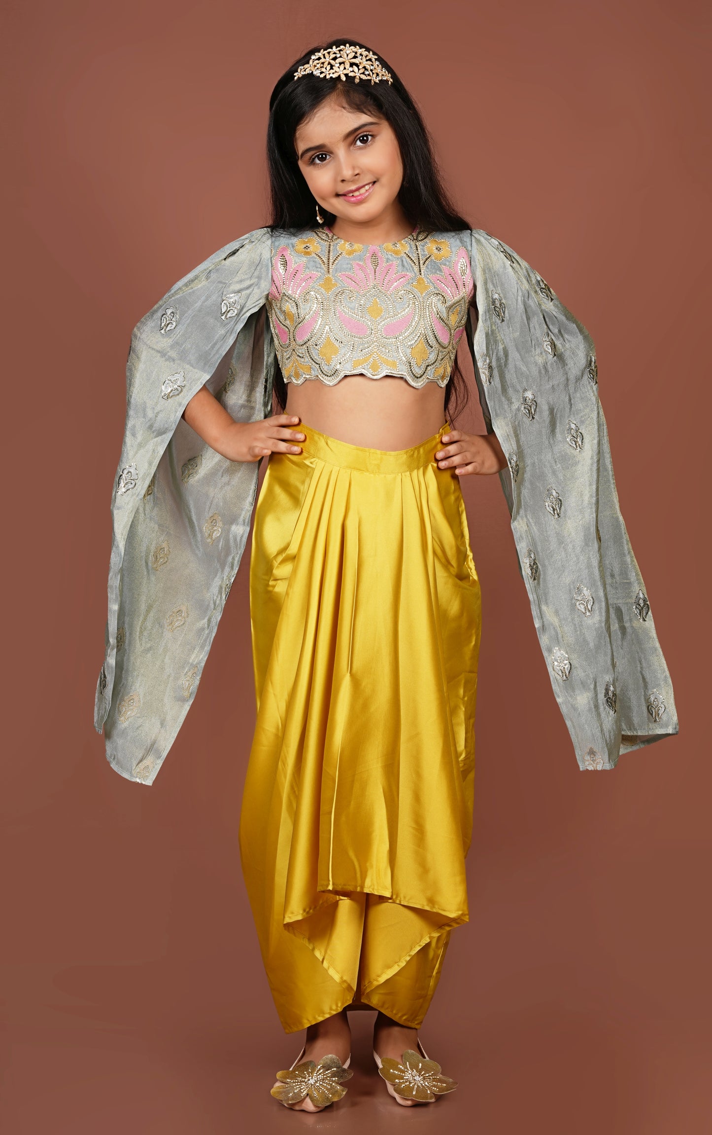 Twinkle Twirl Dhoti Set with Dazzling Ensemble Top
