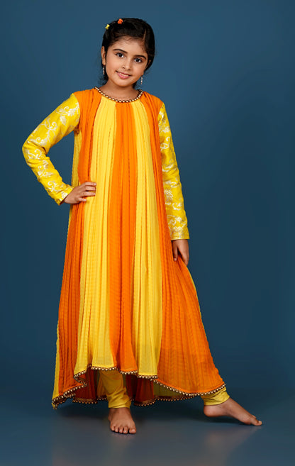 Elegant Crushed Georgette Anarkali with Pearled Hem