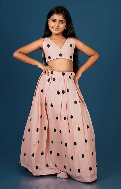 Adorable Peach Spade Embroidered Lehenga Set